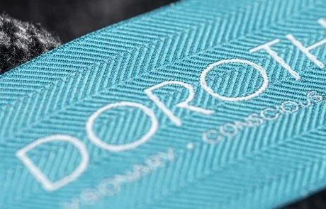 Woven Label, White on Turquoise