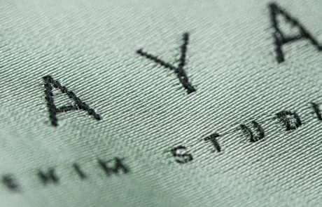 Woven Label, Black on Grey