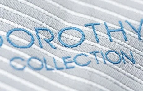 Woven Label, Blue on White