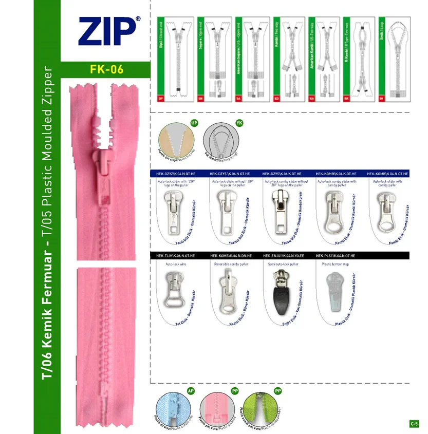 T/6 Moulded Plastic Zippers