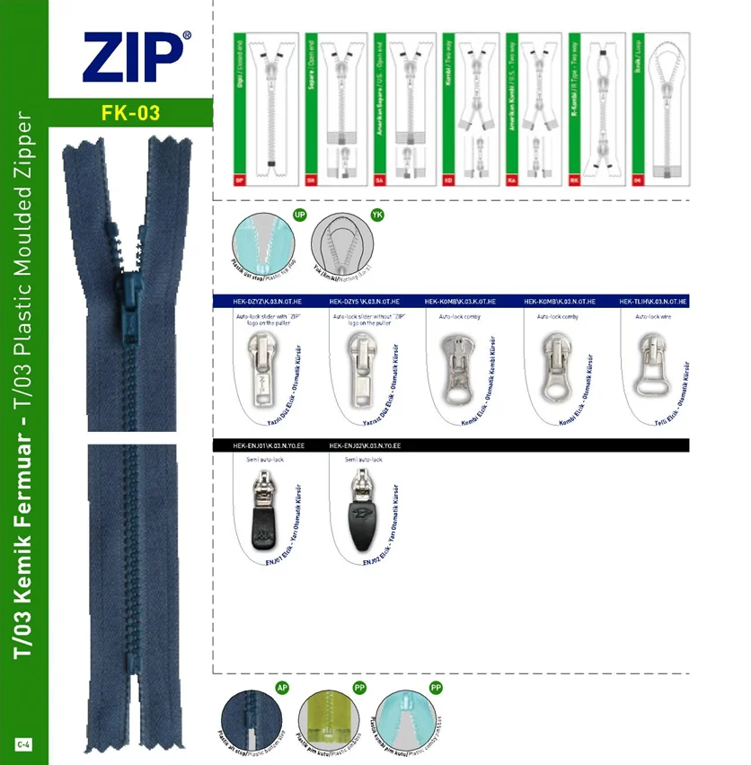 T/3 Moulded Plastic Zippers